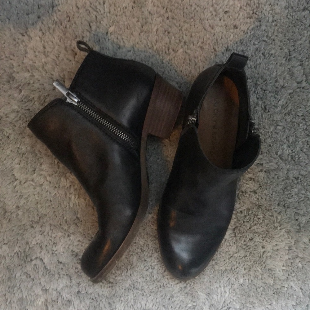 Lucky Brand Black Booties with Zipper Size 6